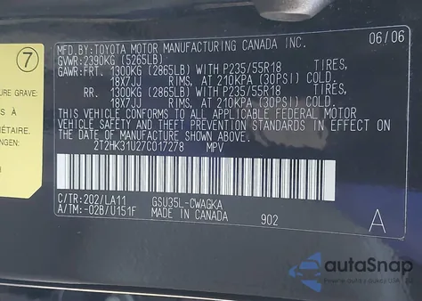 2007 Lexus Rx 350 from USA, damaged, VIN 2T2HK31U27C017278